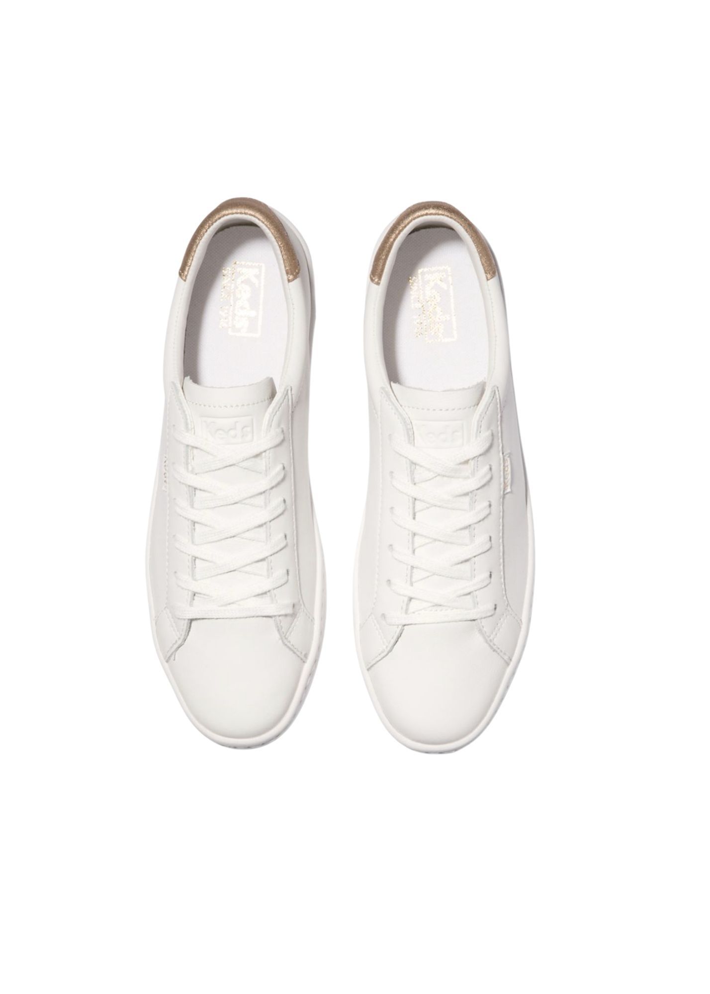 Keds White + Rose Gold Leather Sneaker Shoes Keds