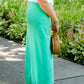 Emerald, coral, and gray midi and maxi modest skirts