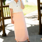 Emerald, coral, and gray midi and maxi modest skirts