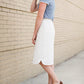 Emerald, coral, and gray midi and maxi modest skirts