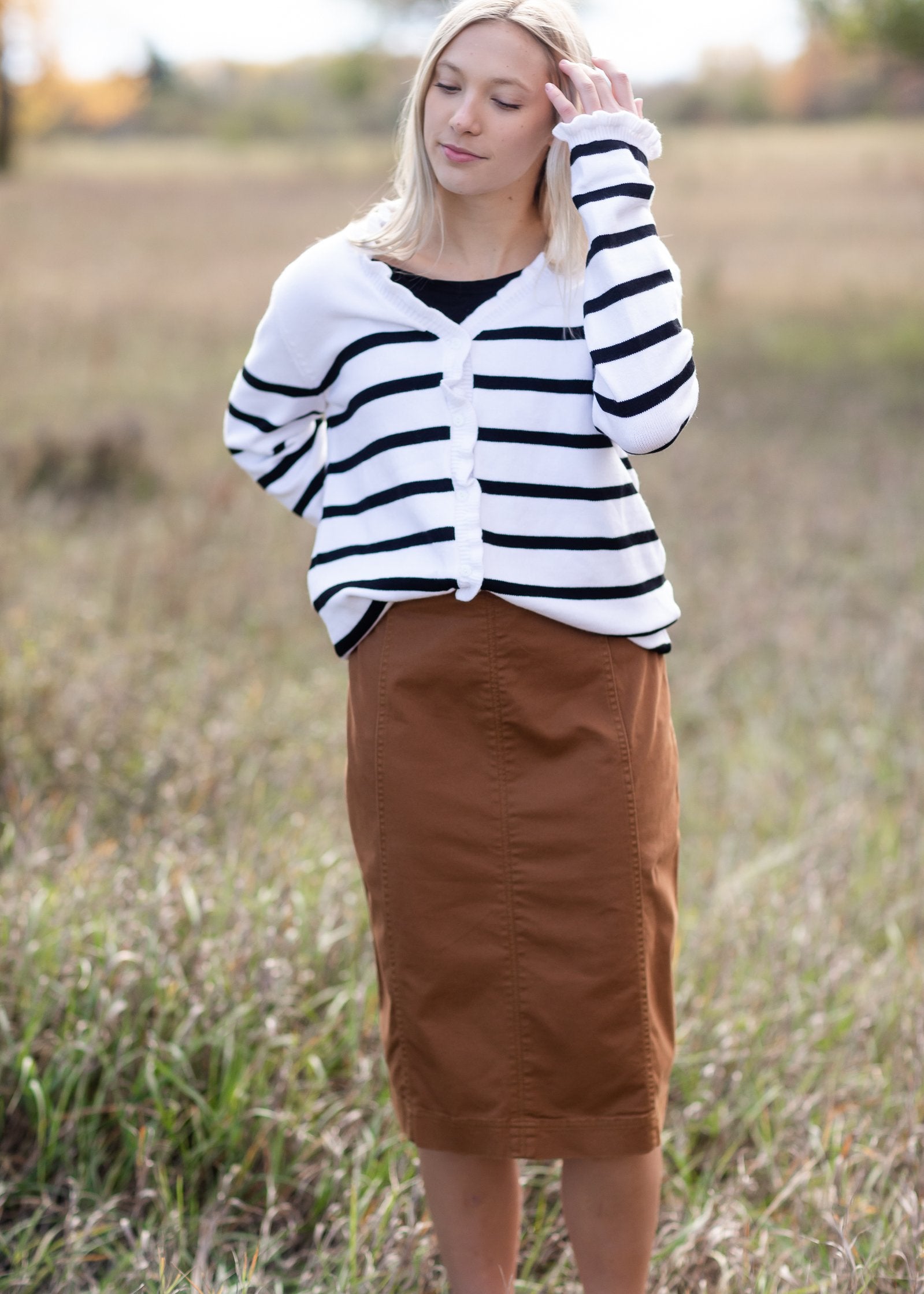 Kendall Zipper Closure Panel Midi Skirt - FINAL SALE – Inherit Co.
