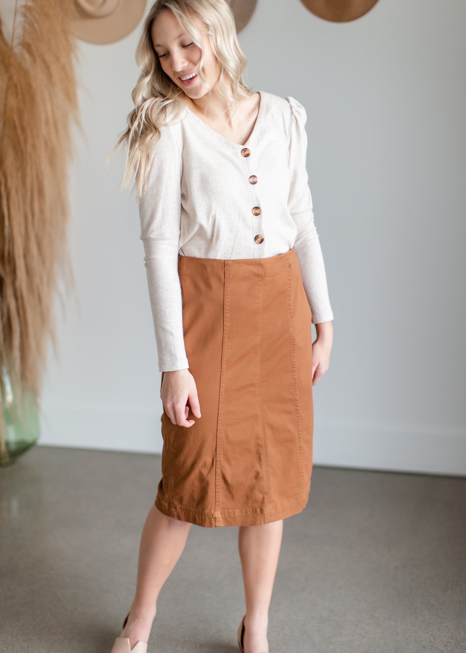 Kendall Zipper Closure Panel Midi Skirt Skirt Inherit - SOP