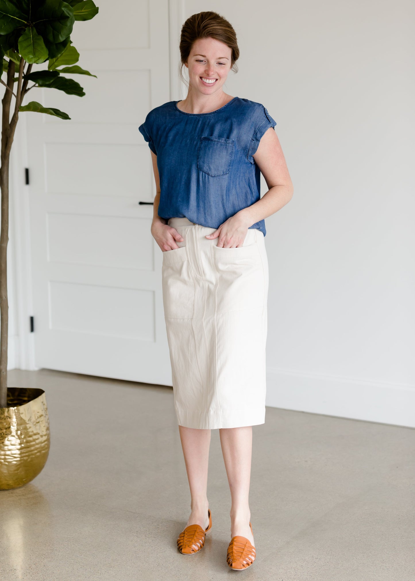 Khaki Pocket Midi Skirt - FINAL SALE Skirts