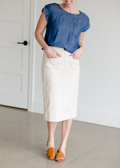 Khaki Pocket Midi Skirt - FINAL SALE Skirts