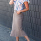 Khaki Twill A-Line Midi Skirt - FINAL SALE Skirts