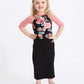 girls knit stretch waist midi skirt in black, gray or tan