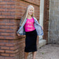 girls knit stretch waist midi skirt in black, gray or tan