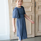 Kinsley Girls Dusty Blue Flutter Sleeve Midi Dress Dresses Dongguan Haohoo Clothing