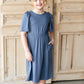 Kinsley Girls Dusty Blue Flutter Sleeve Midi Dress Dresses Dongguan Haohoo Clothing
