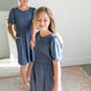 Kinsley Girls Dusty Blue Flutter Sleeve Midi Dress Dresses Dongguan Haohoo Clothing
