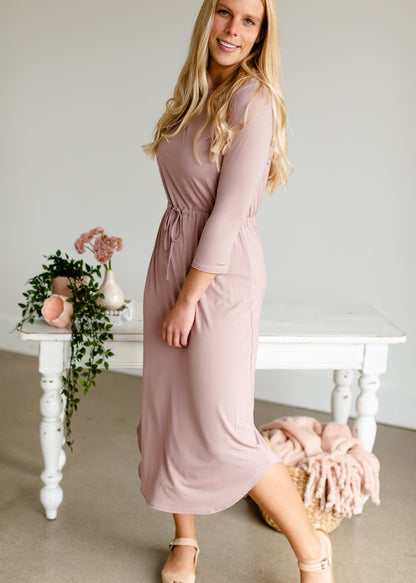 Kirsten 3/4 Sleeve Buttersoft Midi Dress - FINAL SALE Dresses