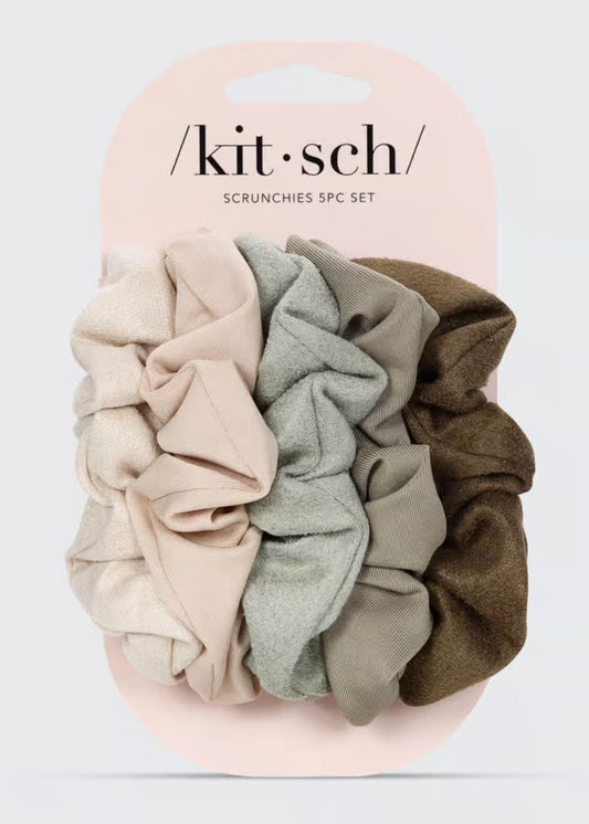 Kitsch Textured Scrunchies 5pc Set Accessories Sage