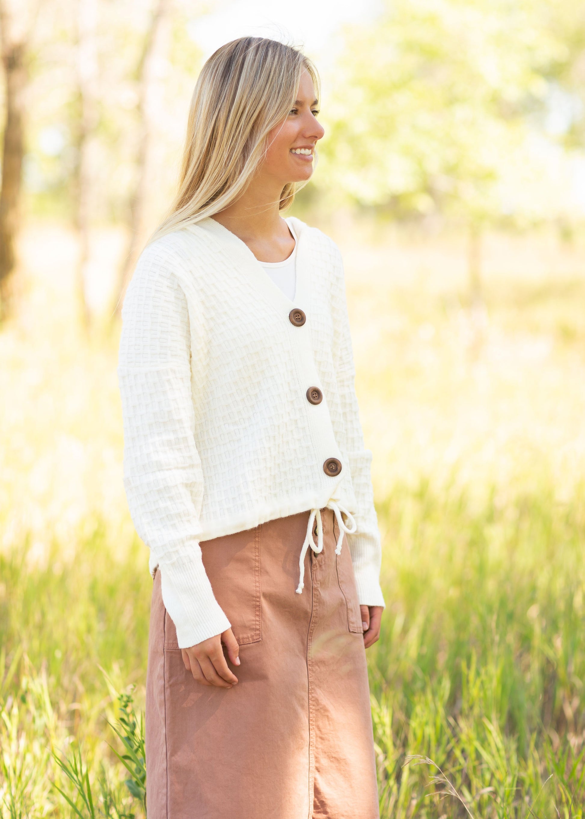 Knit Button Up Top Tops