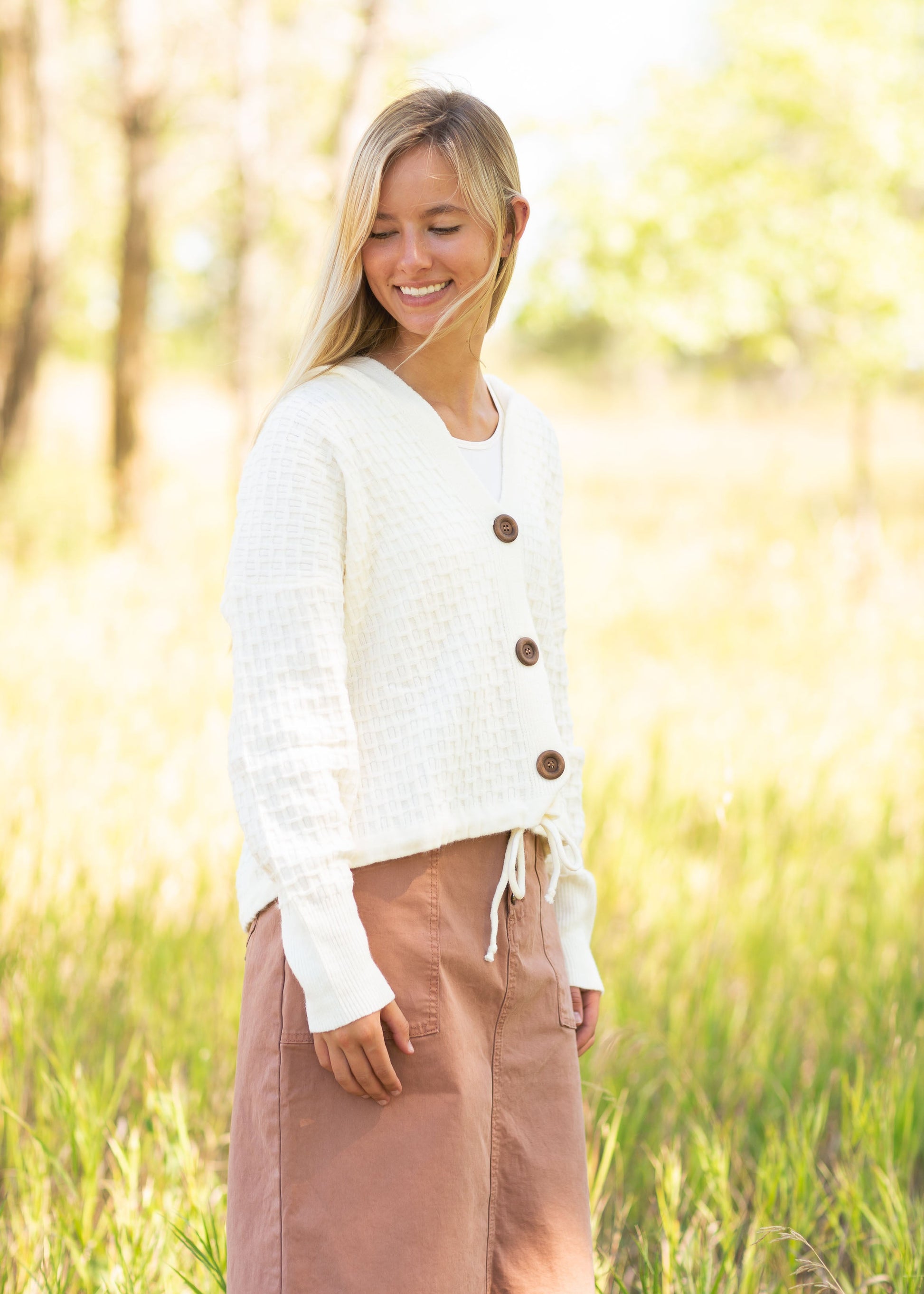 Knit Button Up Top Tops