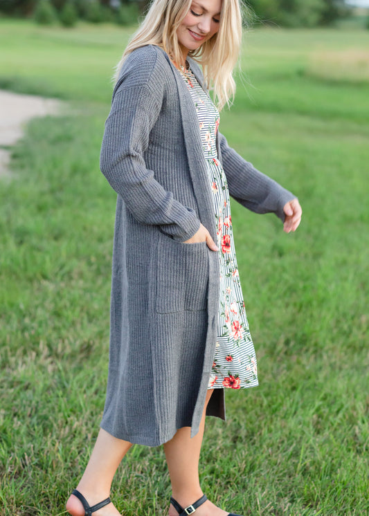 Knit Charcoal Long Cardigan - FINAL SALE Layering Essentials