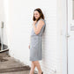 gray thermal knit contrast sleeveless dress