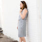 gray thermal knit contrast sleeveless dress