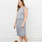 gray thermal knit contrast sleeveless dress