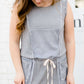 gray thermal knit contrast sleeveless dress