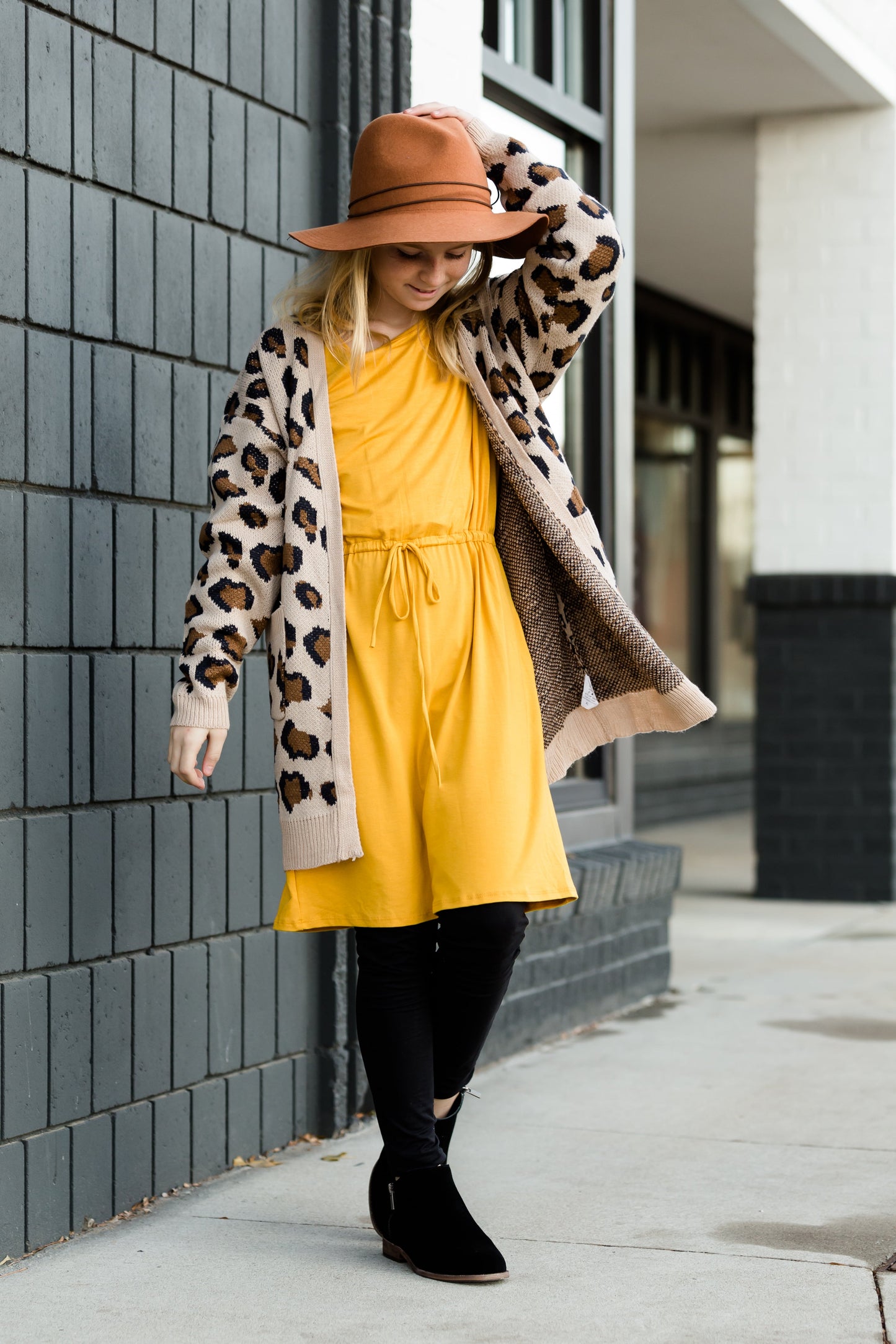 Knit Drawstring Mustard Midi Dress - FINAL SALE Dresses