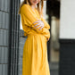 Knit Drawstring Mustard Midi Dress - FINAL SALE Dresses