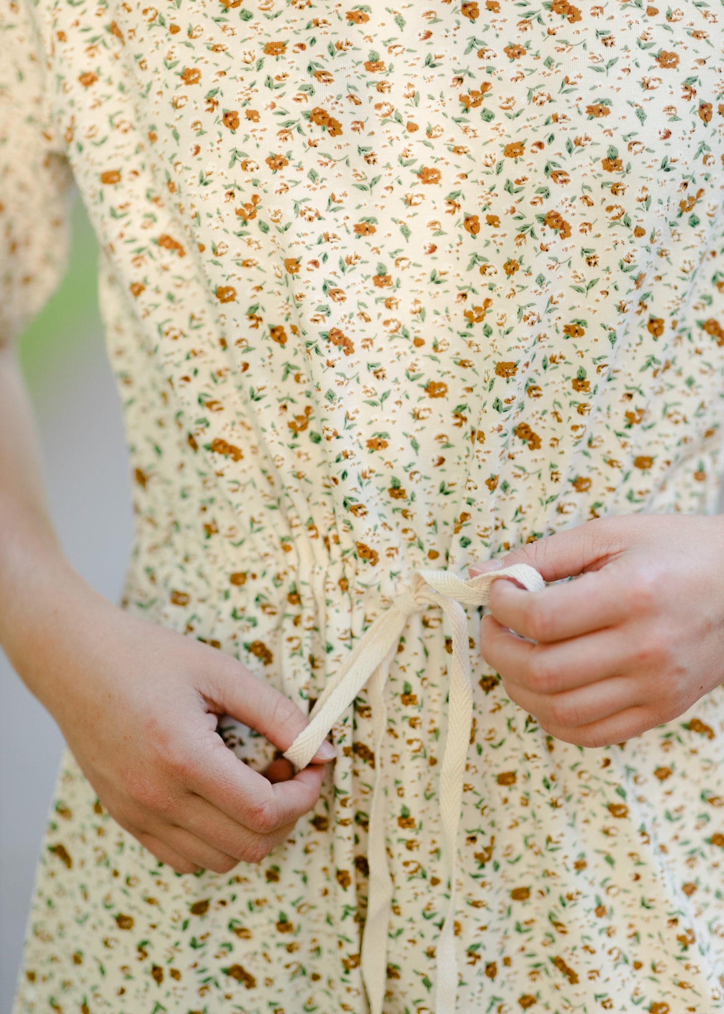 Knit Floral Drawstring Midi Dress Dresses Polagram + BaeVely