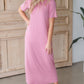 Knit Maxi Short Sleeve Dress Dresses Zenana Pink / S