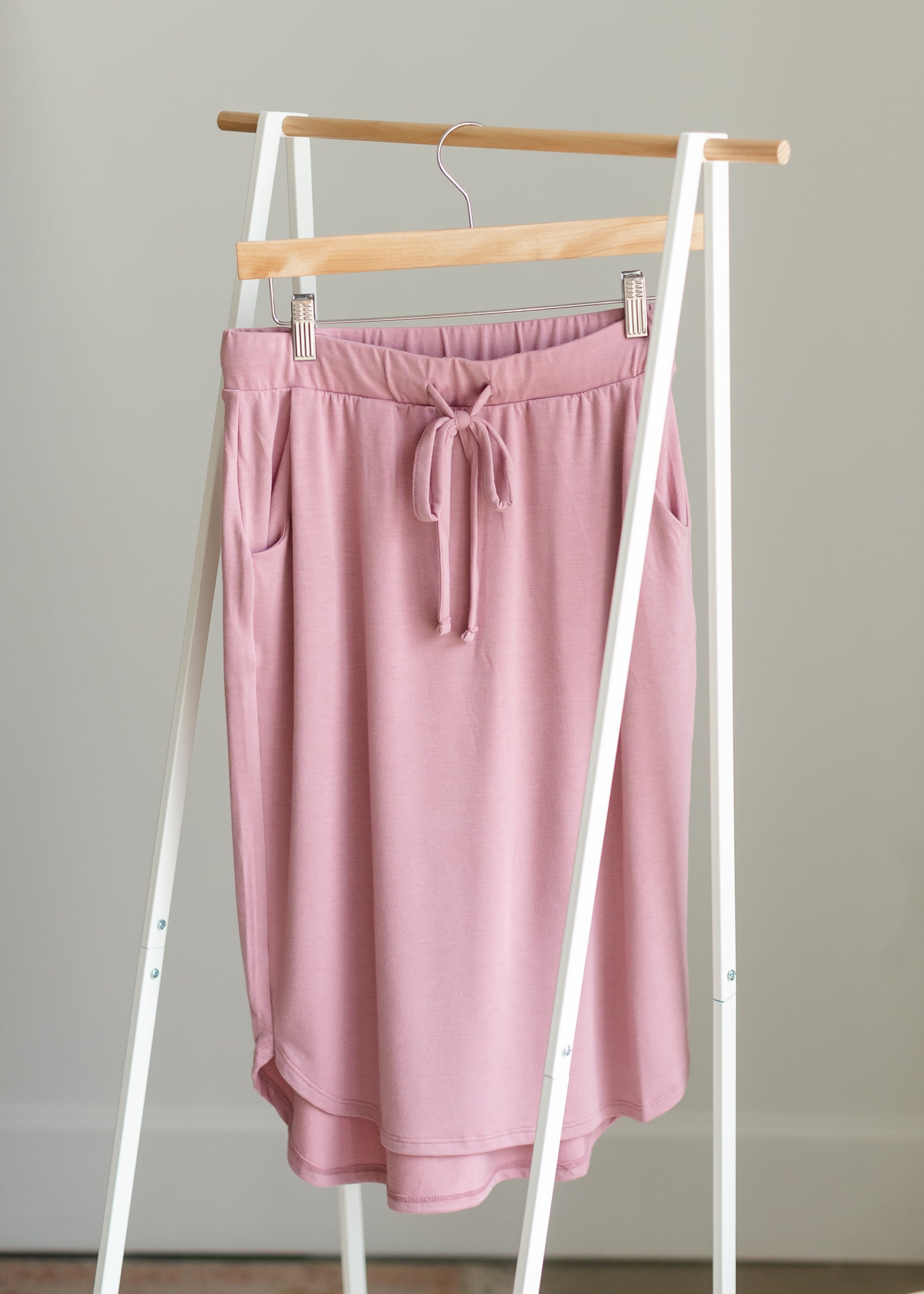 Knit Midi Drawstring Skirt Skirts Zenana Rose / S