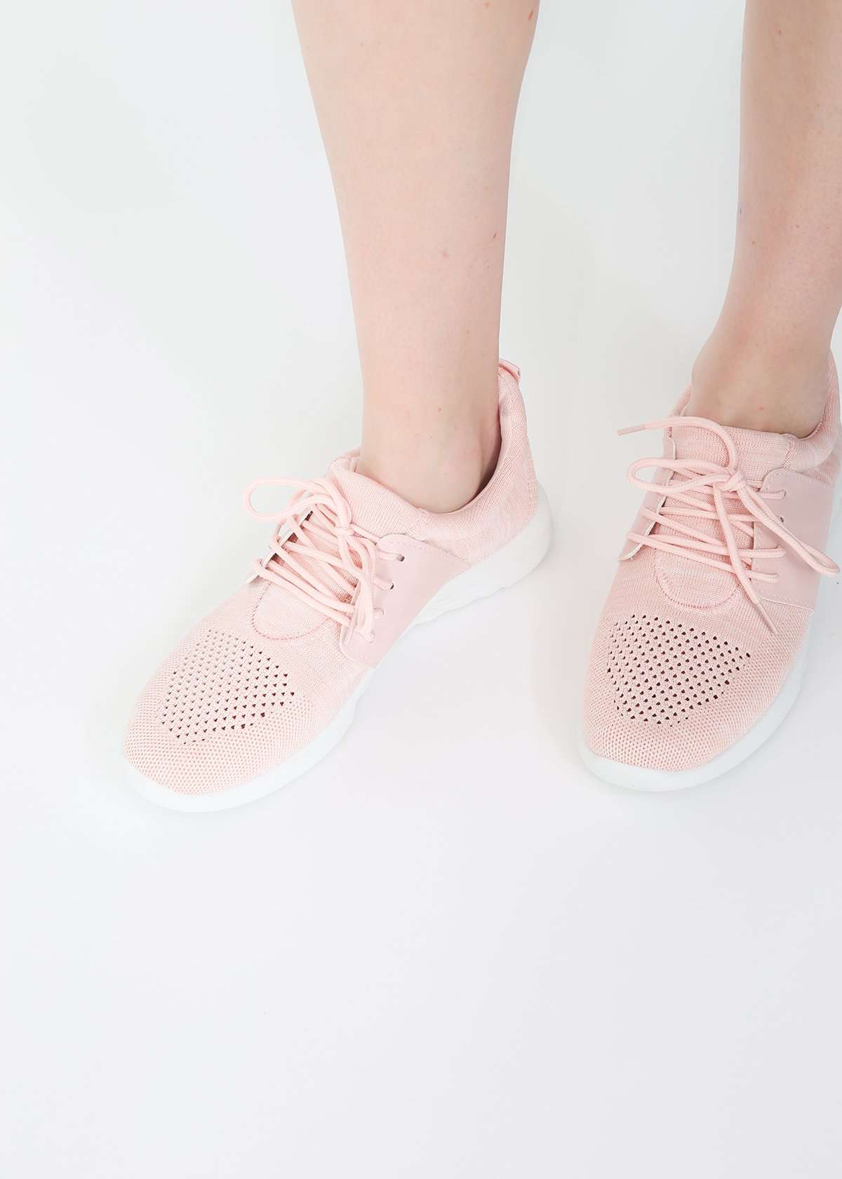 blush colored lace up women's sneaker