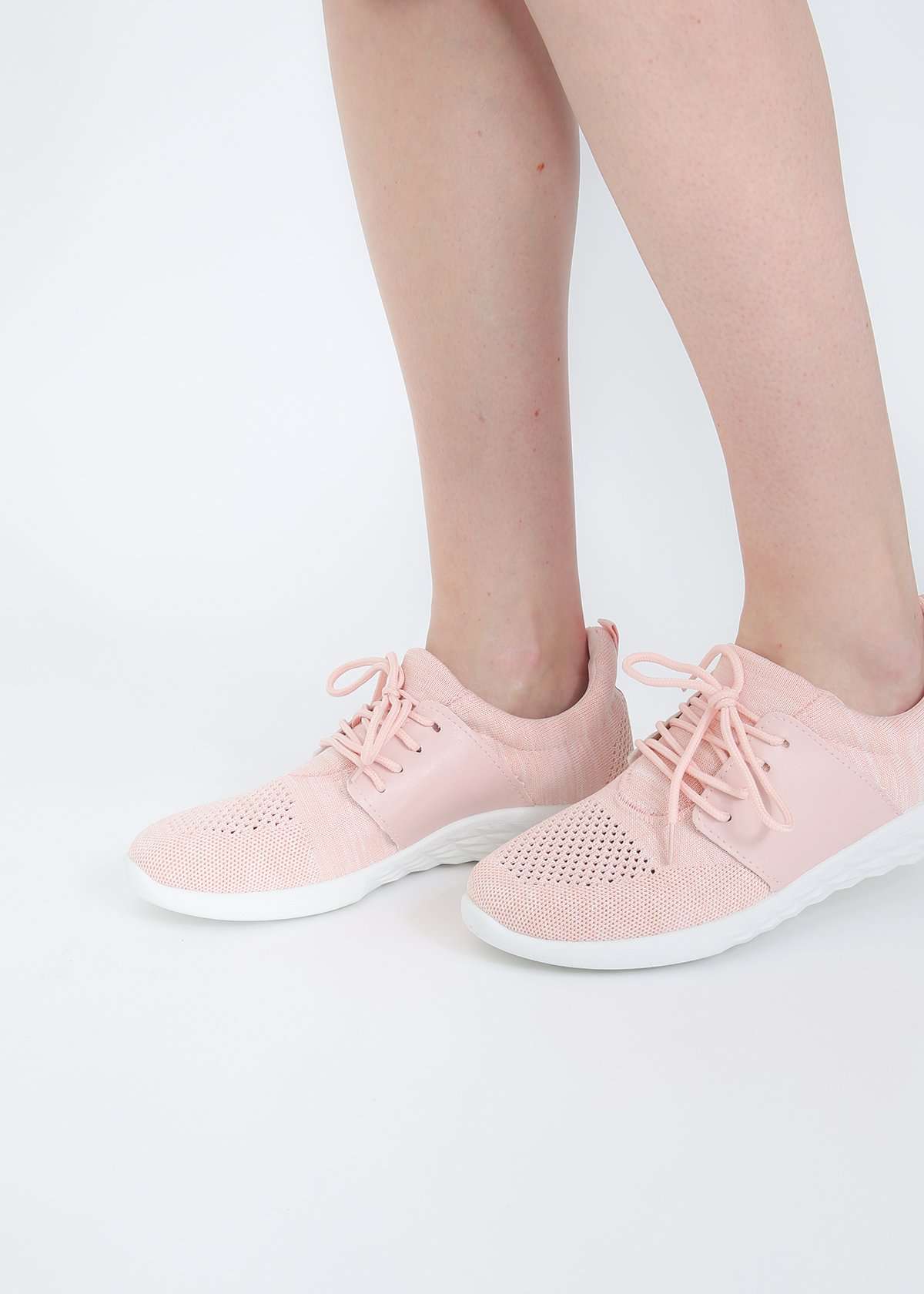 blush colored lace up women's sneaker
