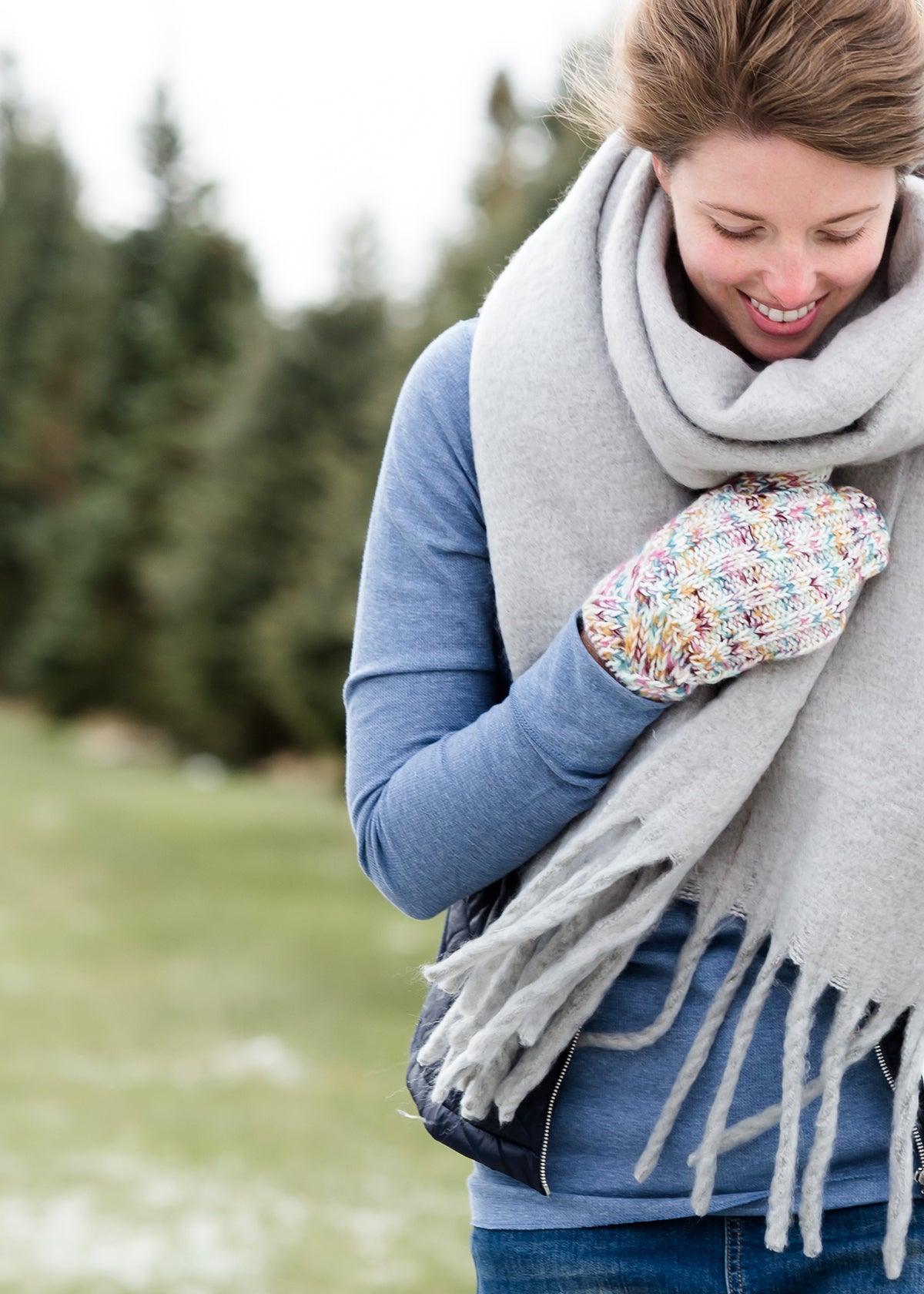 Knit Multi Colored Mittens Accessories