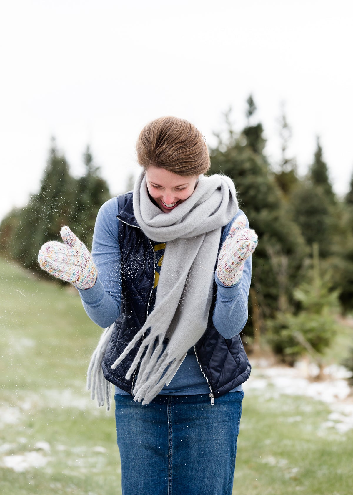 Knit Multi Colored Mittens Accessories