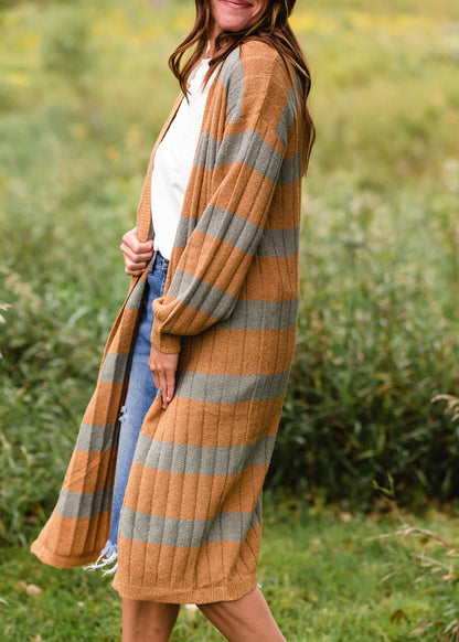 Knit Striped Duster Cardigan - FINAL SALE Tops