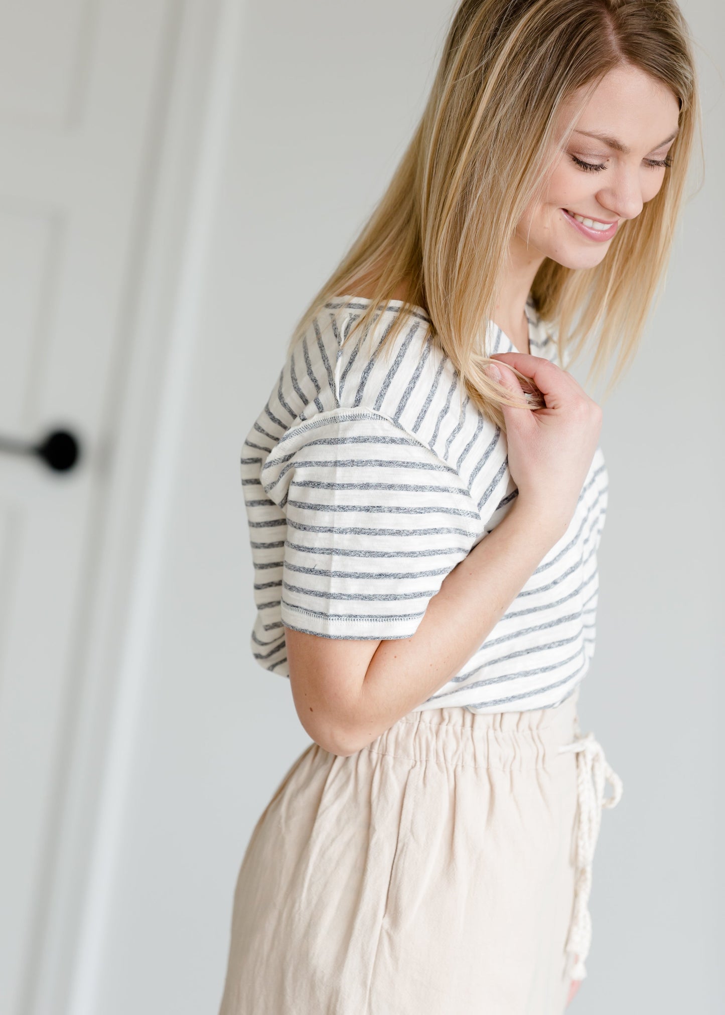 Knit Striped Short Sleeve Top - FINAL SALE Tops