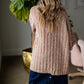 Knit Sweater 3/4 Sleeve Mixed Yarn Cardigan - FINAL SALE Tops By Together