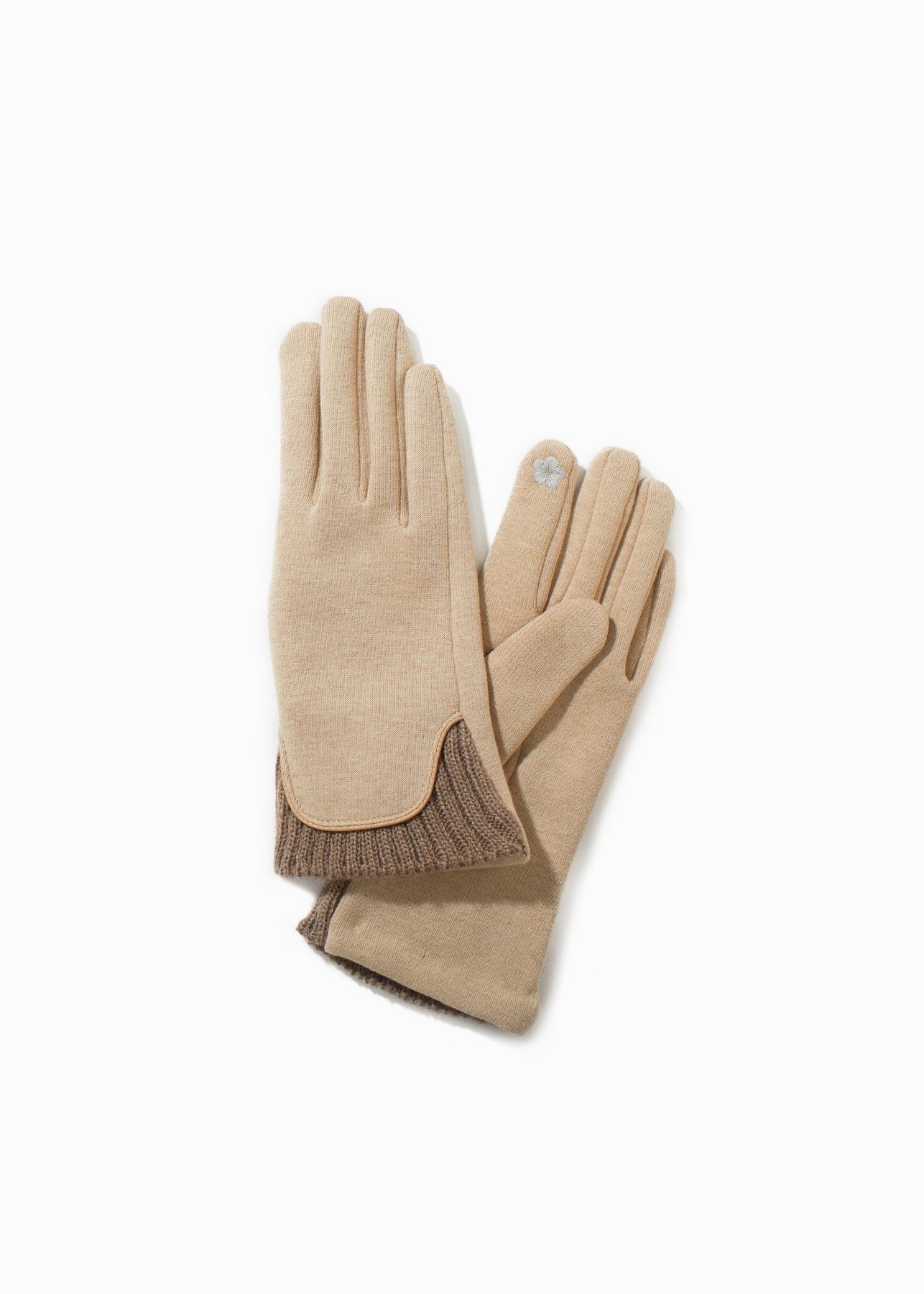 Knit Trim Gloves-FINAL SALE Accessories Tan
