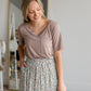 Knit V-Neck Front Pocket Tee Shirt Zenana Mocha / S