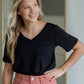 Knit V-Neck Front Pocket Tee Shirt Zenana