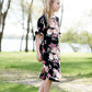 girls black and floral modest midi dress