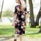 girls black and floral modest midi dress