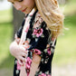 girls black and floral modest midi dress