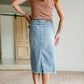 Kobe Distressed Light Denim Midi Skirt Skirts Sheer Dent Beauty