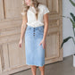 Kobe Distressed Light Denim Midi Skirt Skirts Sheer Dent Beauty