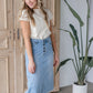Kobe Distressed Light Denim Midi Skirt Skirts Sheer Dent Beauty
