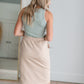 Krista Khaki Drawstring Midi Skirt Skirts Inherit