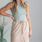Krista Khaki Drawstring Midi Skirt Skirts Inherit