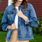 Kut Medium Wash Boyfriend Denim Jacket - FINAL SALE Tops