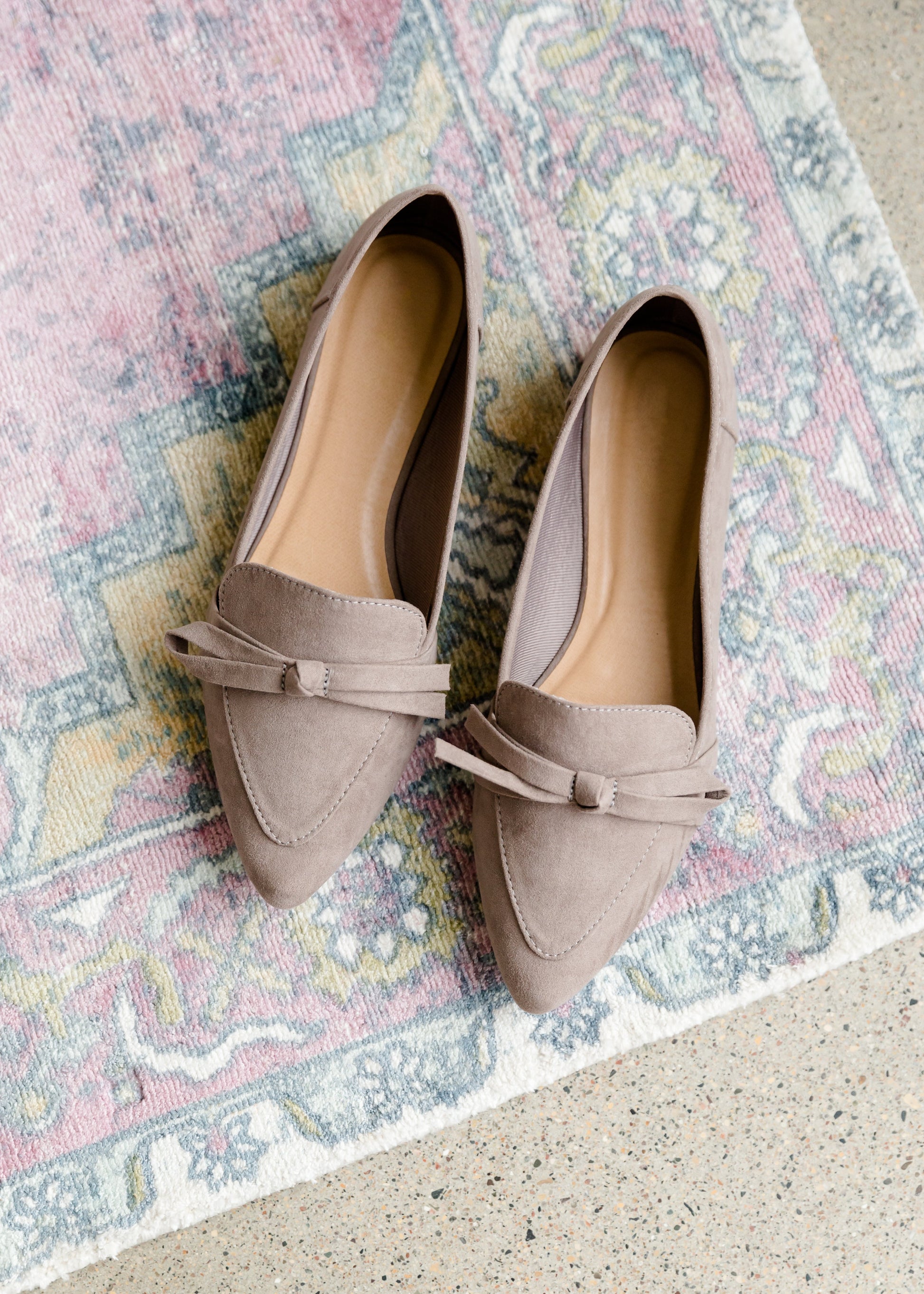 Lace Bow Taupe Loafers - FINAL SALE Shoes