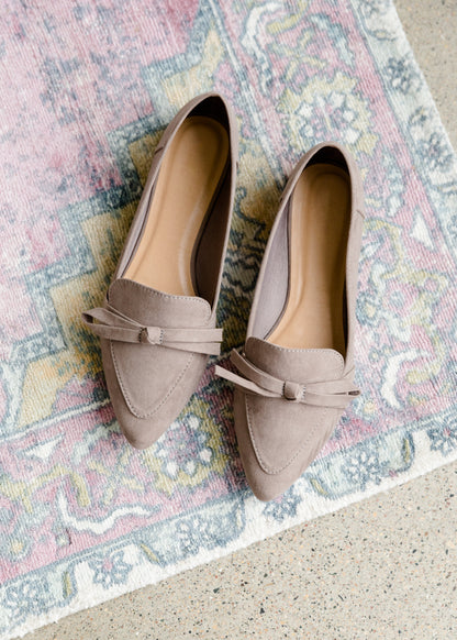 Lace Bow Taupe Loafers - FINAL SALE Shoes