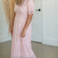 Lace Embroidered Dusty Pink Midi Dress Dresses Pologram